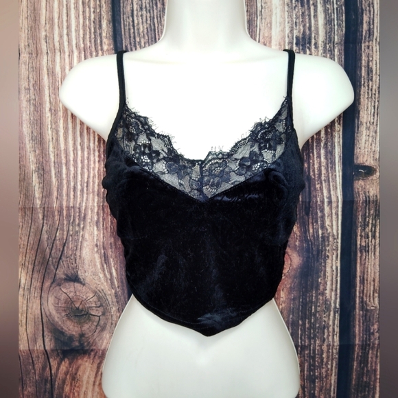 Cider women's crushed velvet lace corset bandeau top (NWOT) size XS - Picture 1 of 4